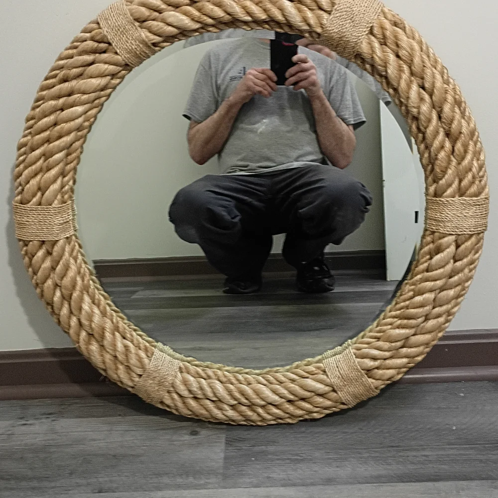 Round Mirror With Rope Around It - Picture 1 of 4